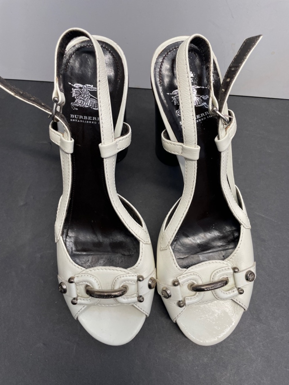 Burberry White Open Toe Heels - Picture 2 of 7